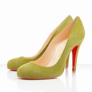 Christian Louboutin Green Suede Ron Ron Pumps SZ 37.5